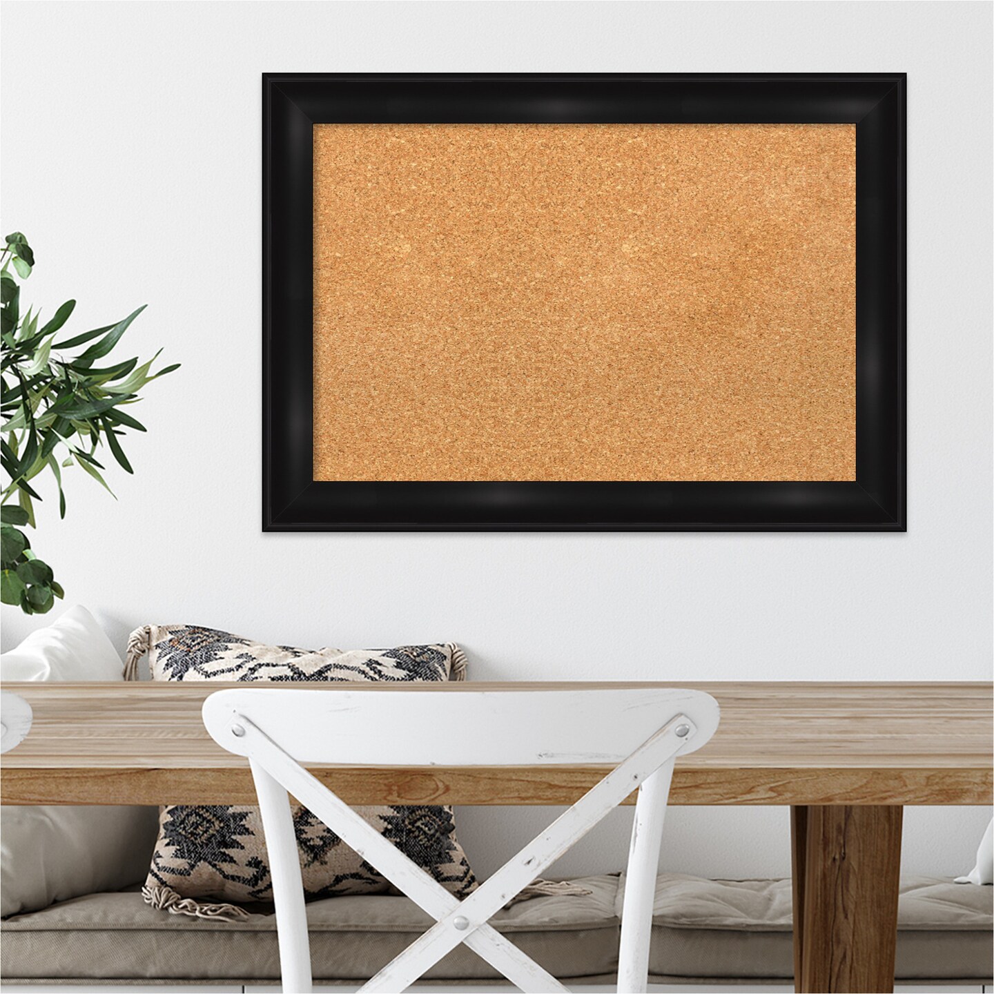 Cork Board, Grand Black Narrow Frame - Bulletin Board, Organization Board, Pin Board