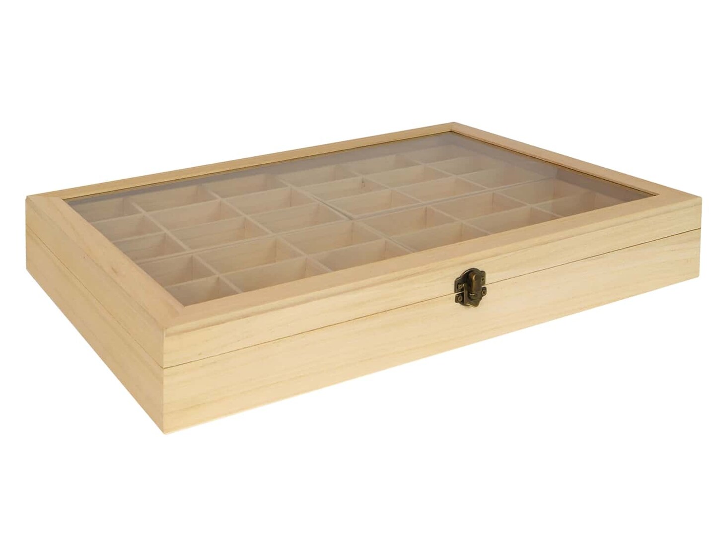 Sierra Pacific Crafts Wood Box Two Layer With Glass Top 17.75&#x22;x 11.75&#x22;
