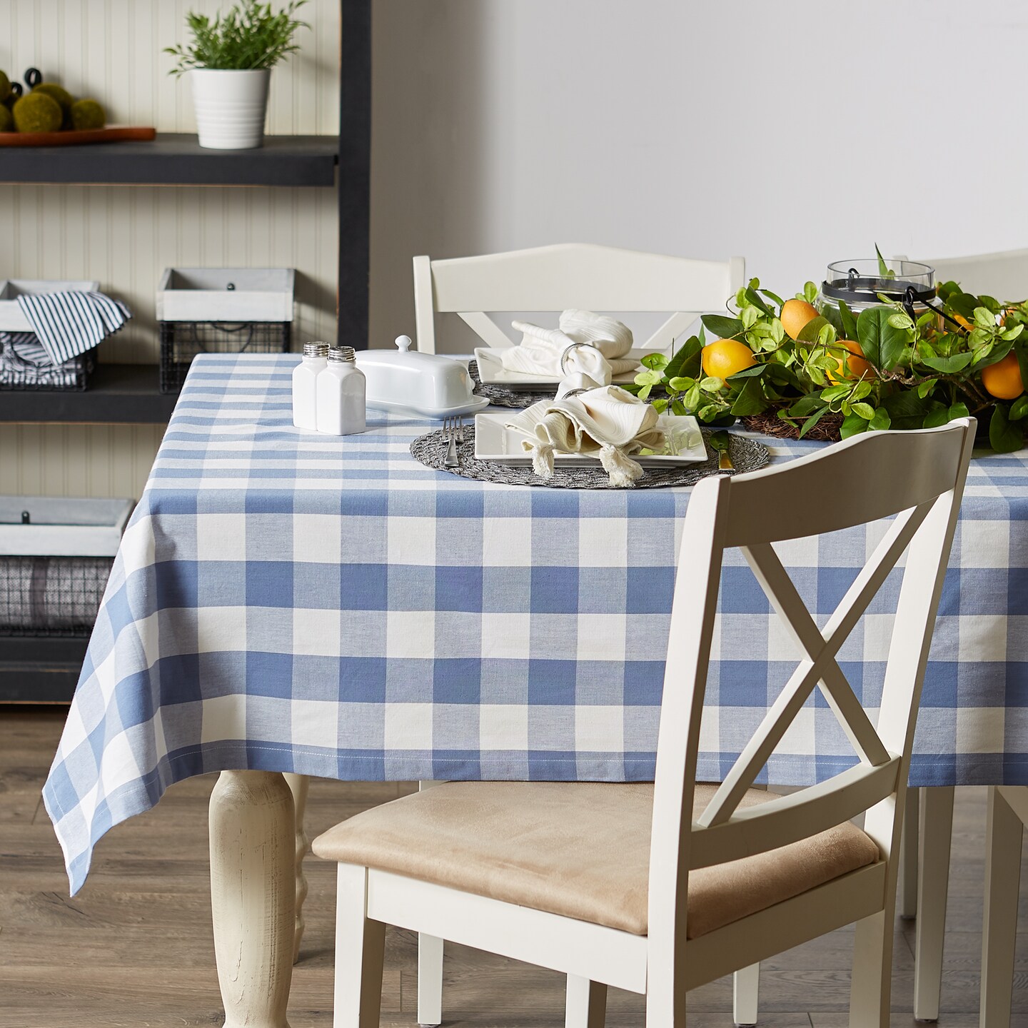 DII Stonewash Blue Buffalo Check Tablecloth | Michaels