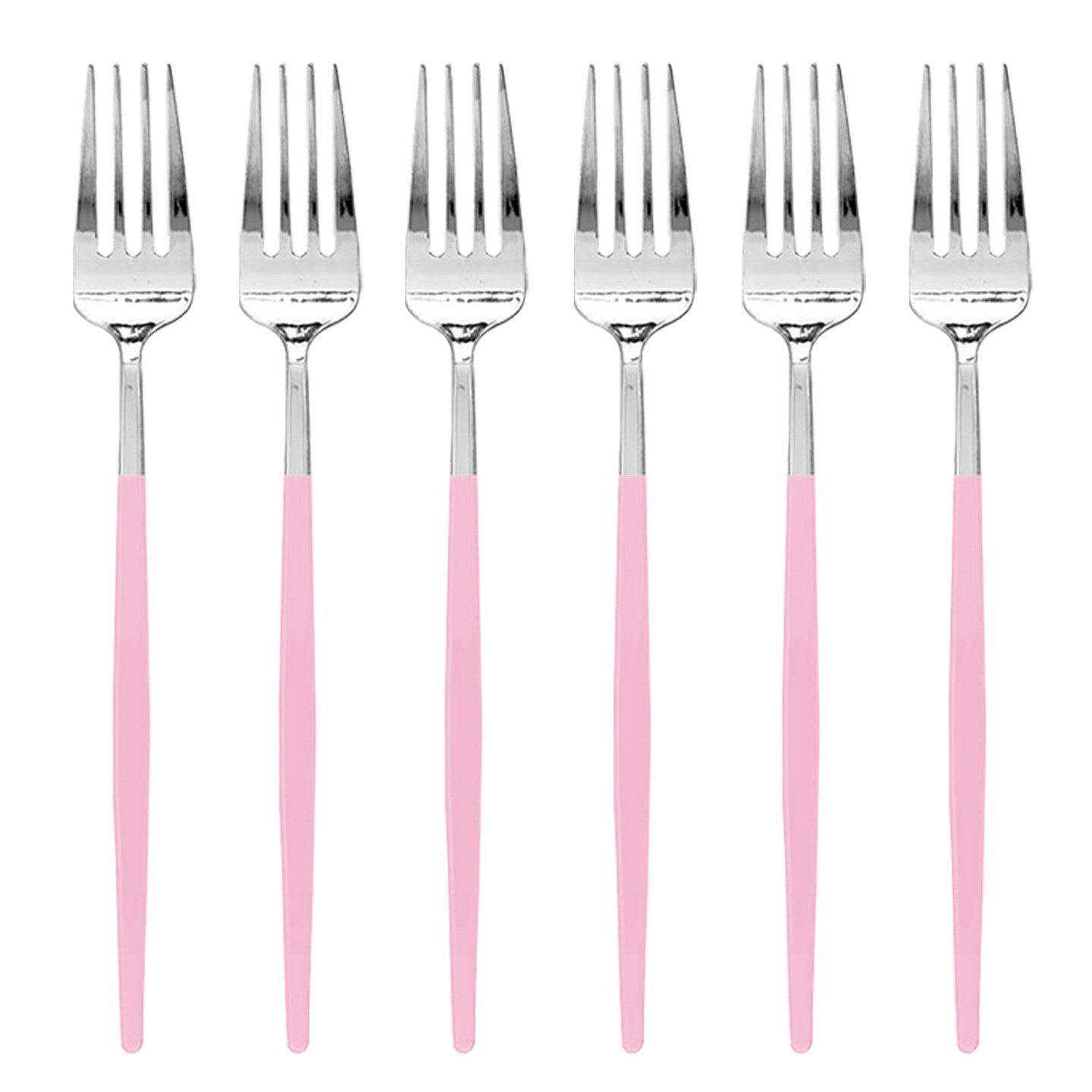 Silver with Pink Handle Moderno Disposable Plastic Dinner Forks (240 ...