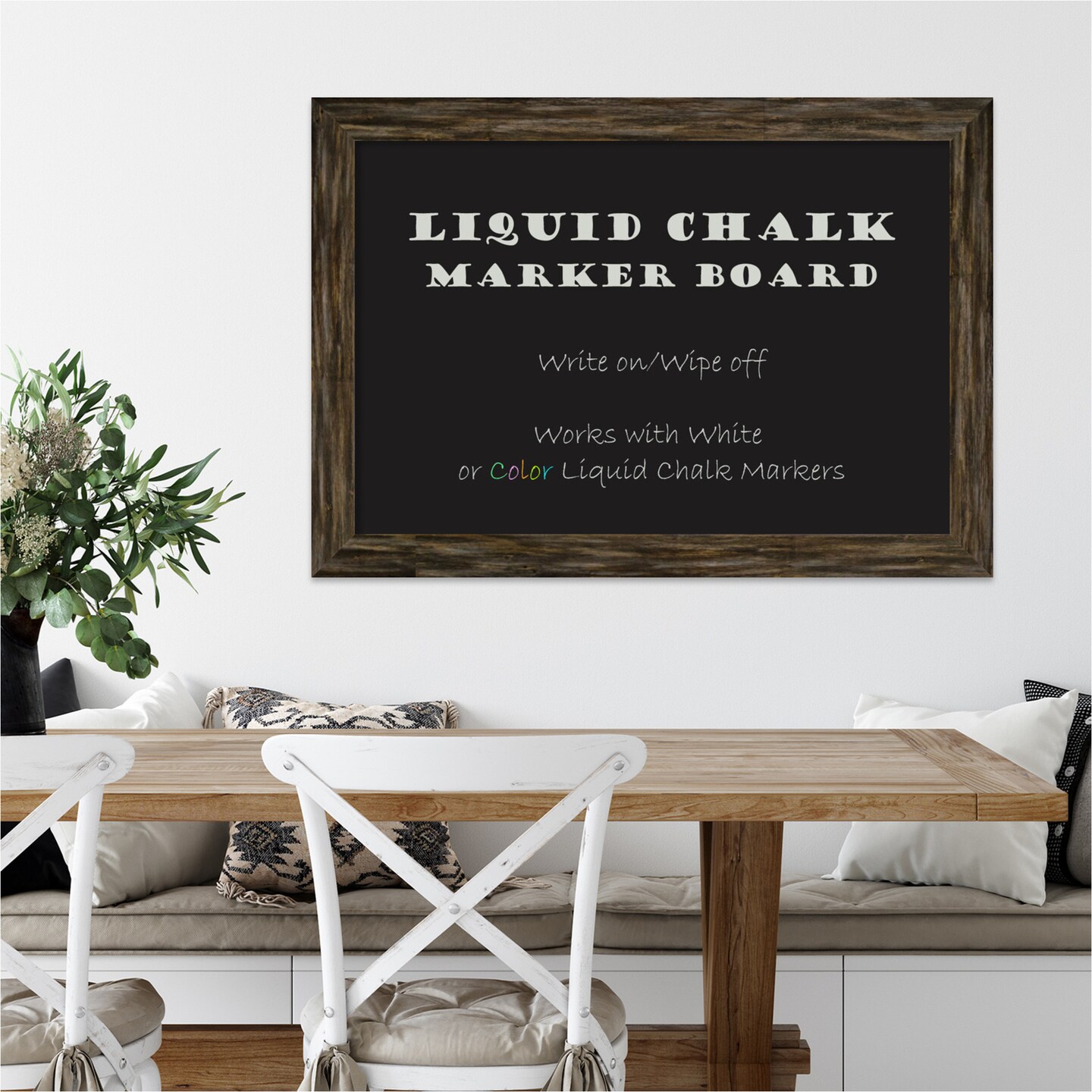 Liquid Chalk Marker Board Extra Large, Fencepost Brown Narrow Framed