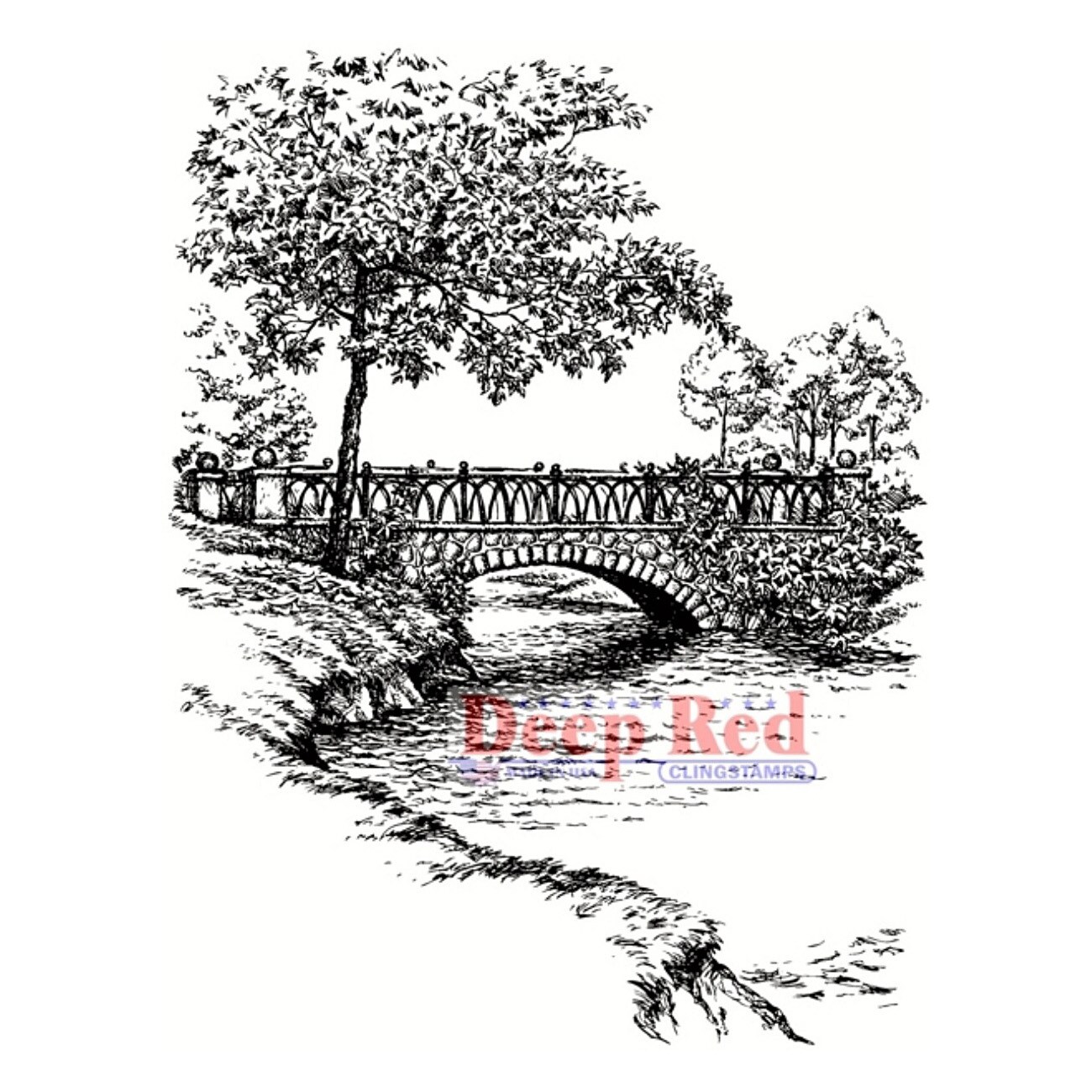 Deep Red Stamps Stone Bridge Rubber Stamp 3 x 4  inches