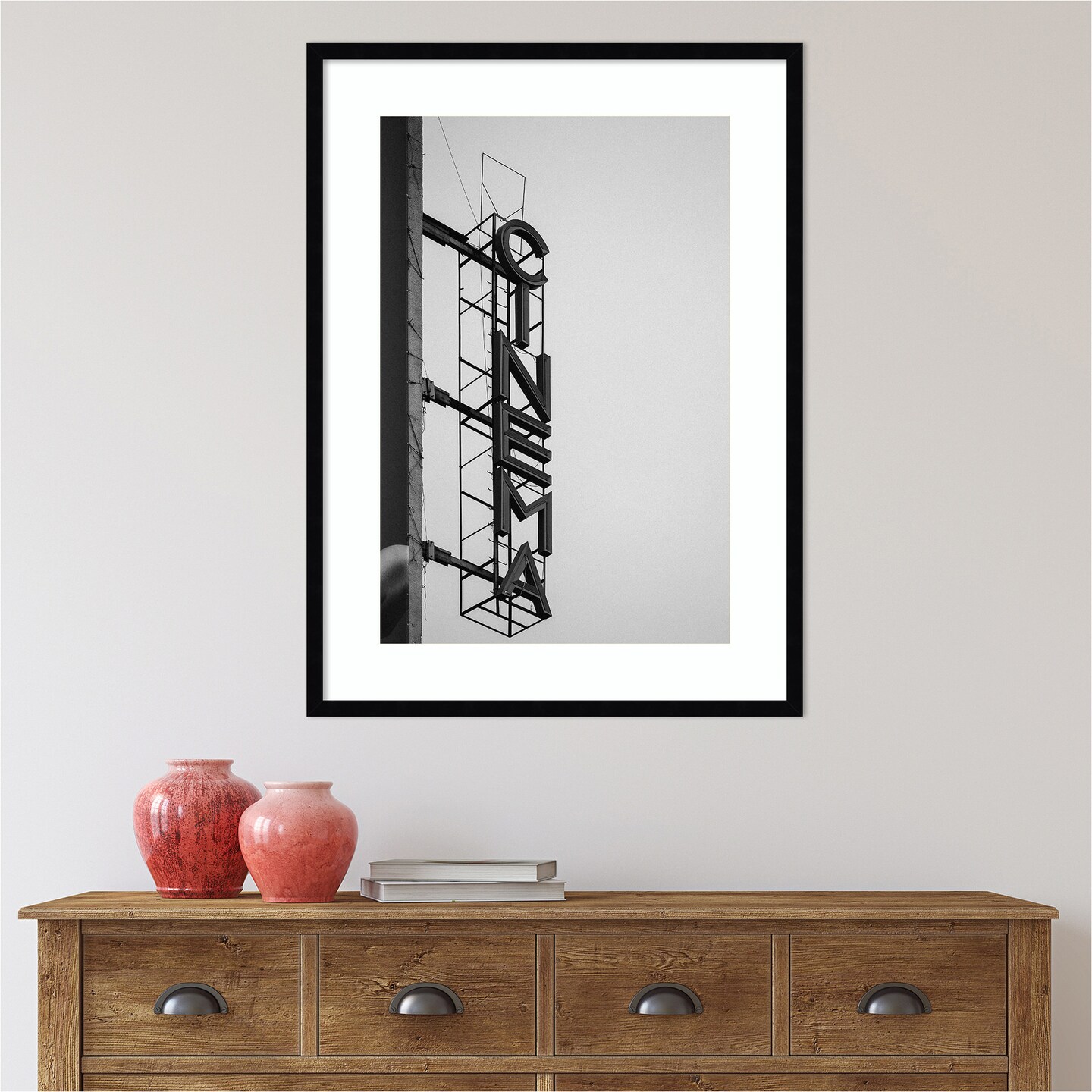 Cinema Marquee Sign by Design Fabrikken Wood Framed Wall Art Print