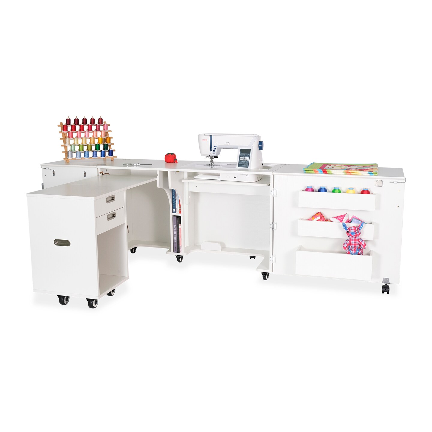 Kangaroo Aussie Sewing Cabinet – Sewing & Craft Table with Lift, Storage and Expandable Workspace