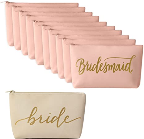 Blush Pink Bridesmaid Makeup Bag in Faux Leather
