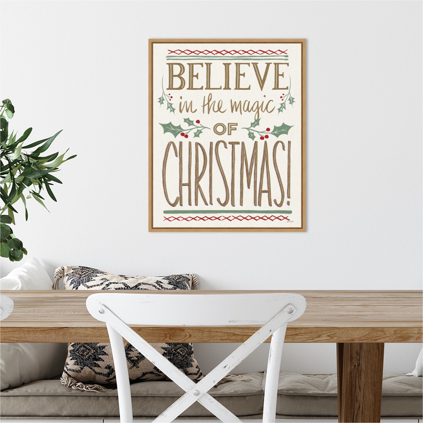 Believe in the Magic of Christmas by Anne Tavoletti 16-in. W x 20-in. H. Canvas Wall Art Print Framed in Natural