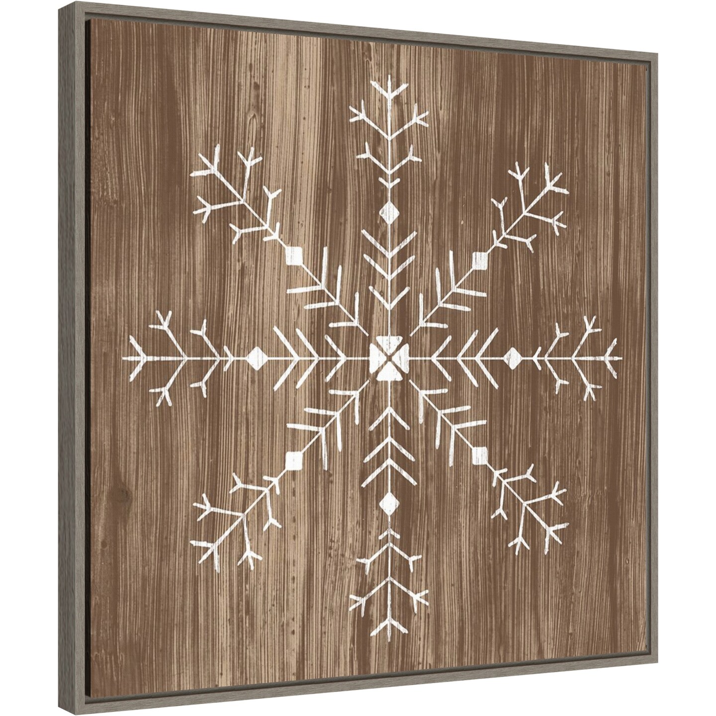 Barnwood Wonderland I Snowflake by June Erica Vess Canvas Wall Art Print Framed