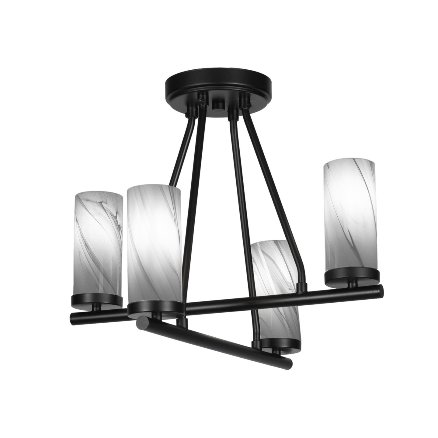 Trinity 4 Light Semi-Flush Shown In Matte Black Finish With 2.5 Onyx