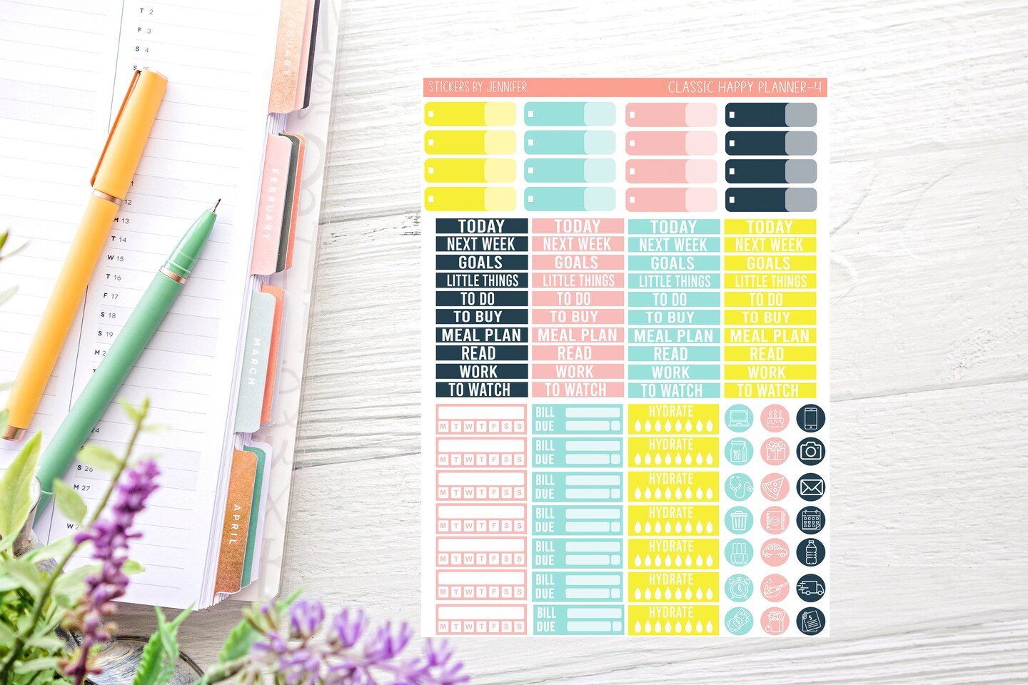 Abstract Paint Planner Sticker Kit (for 7x9 vertical planners)