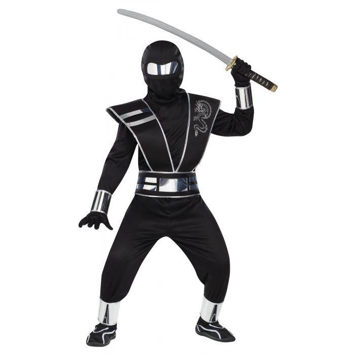 Child Silver Mirror Ninja Costume Medium