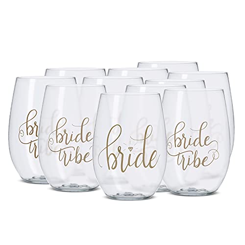 11 Piece Set of 16 oz. Plastic Wine Cups for Bachelorette Parties, Bridal  Showers, and Weddings