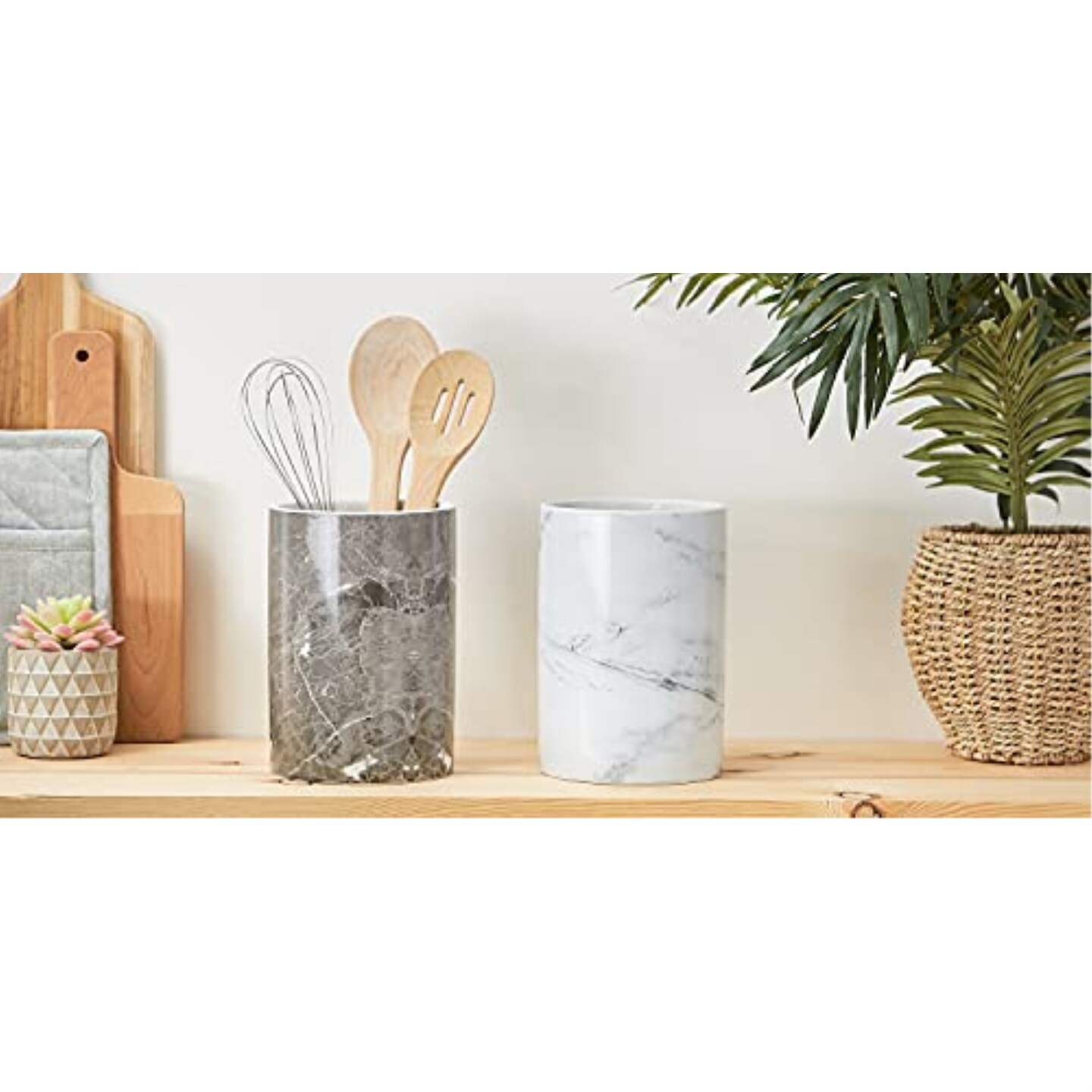 DII White Marble Ceramic Utensil Holder