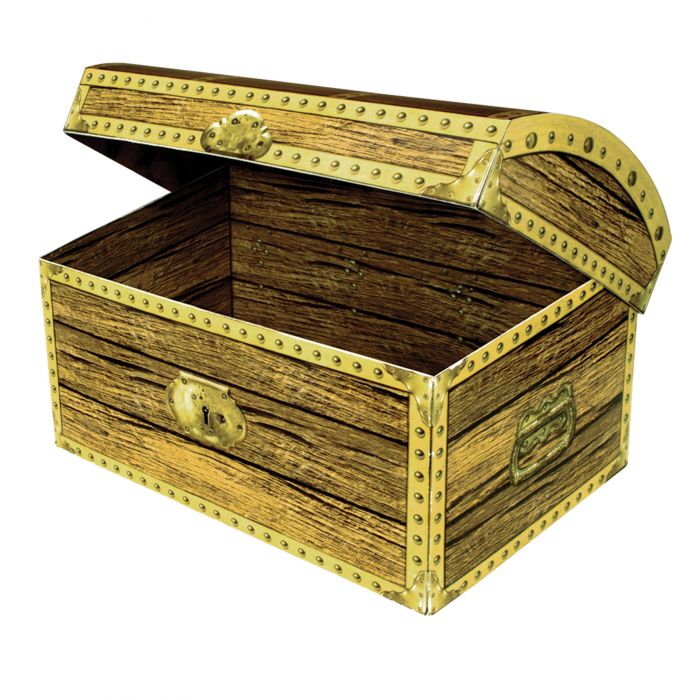 Beistle Novelty Three Dimensional Treasure Chest Treat Box Pirate Theme Party Favors, 8\" x 5½\" x 5½\", Multicolored