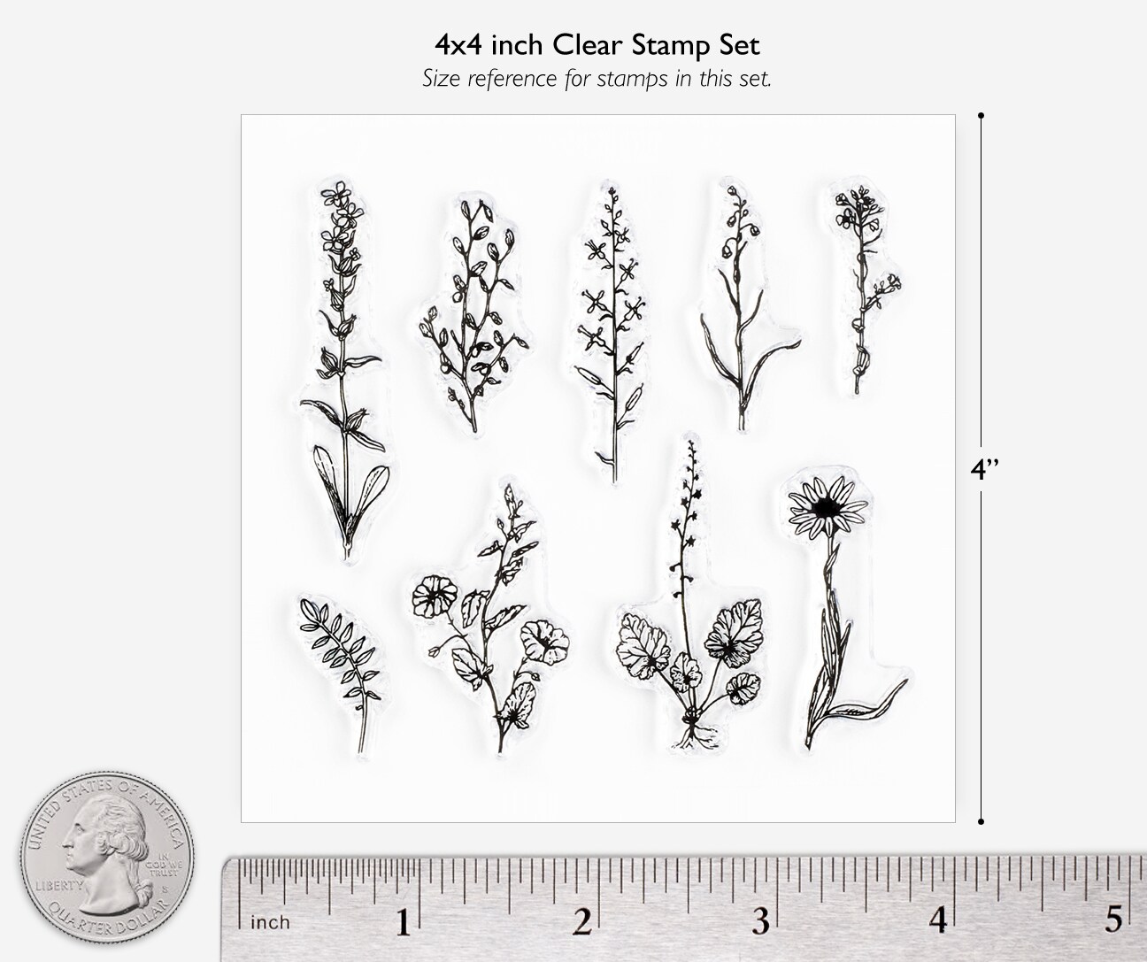 Vintage Plants and Flowers Small Clear Stamps 4x4 inch by Wintertime ...