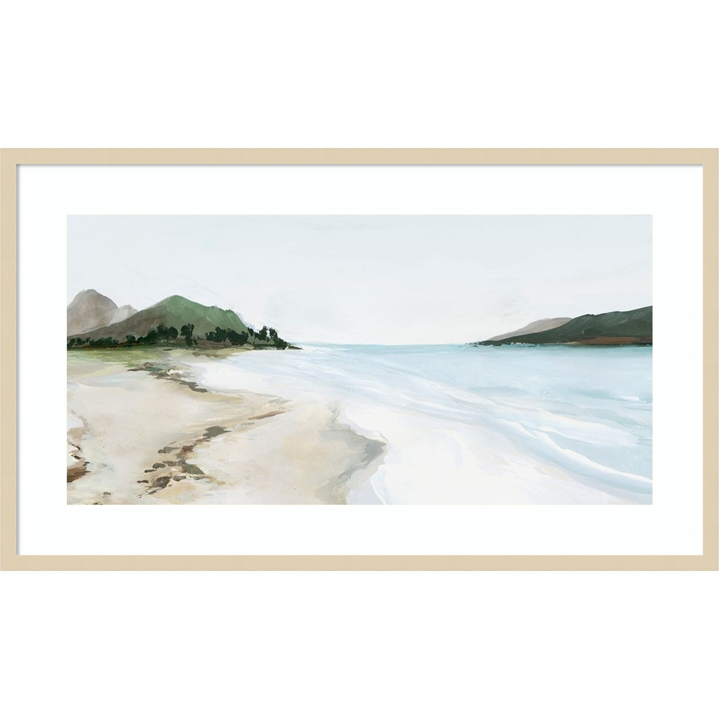 Kiss from a Wave (Beach) by Isabelle Z Wood Framed Wall Art Print 41 in. W x 24 in. H