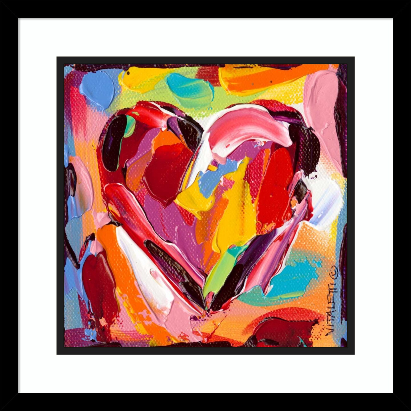 Colorful Expressions I (Heart) by Carolee Vitaletti Wood Framed Wall Art Print 17 in. W x 17 in. H