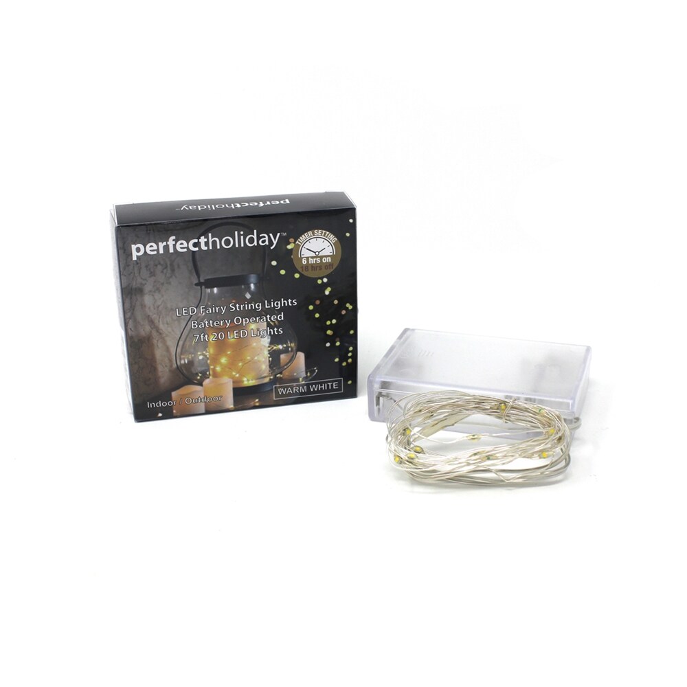 Perfect Holiday 20 LED Timer Copper String Light Battery Operated - Warm White