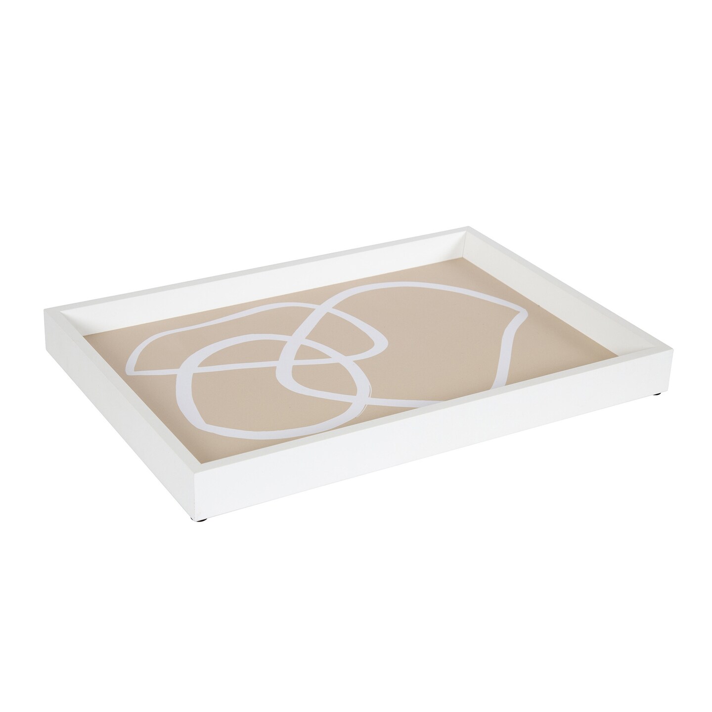 Amanti Art Decorative Wood Tray 13"x19" featuring 'Beige Lines III' by 1x Studio by 1x Studio Framed Art Print