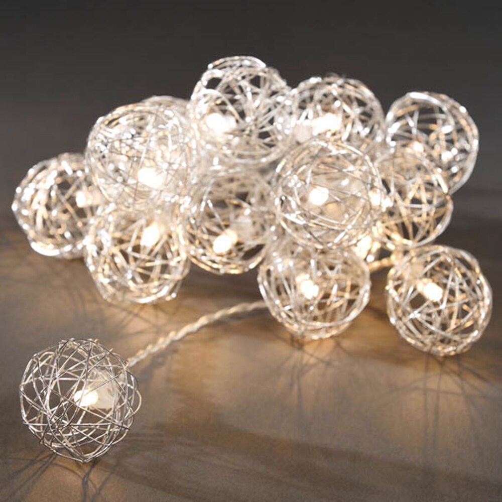 Perfect Holiday 10 LED Wire Ball String Light Battery Operated - Warm White