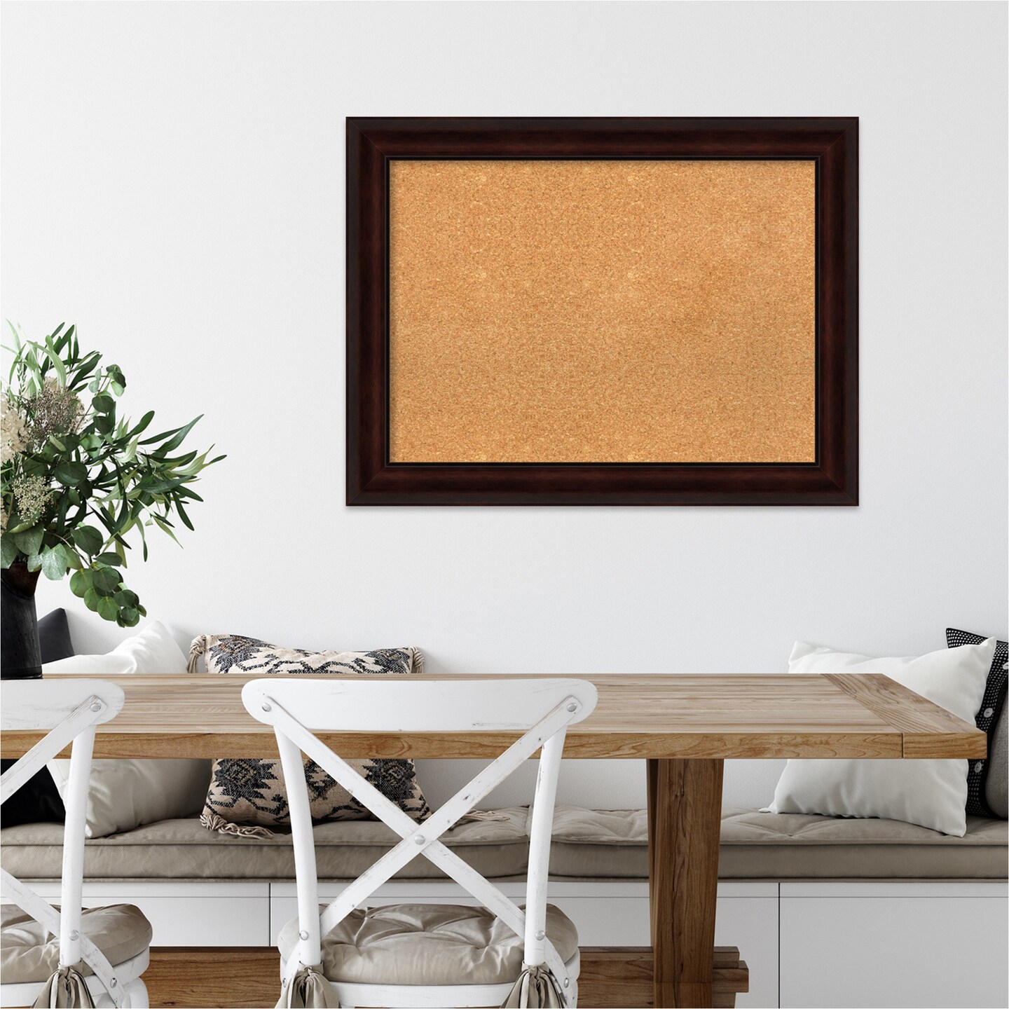 Cork Board, Coffee Bean Brown Frame - Bulletin Board, Organization Board, Pin Board