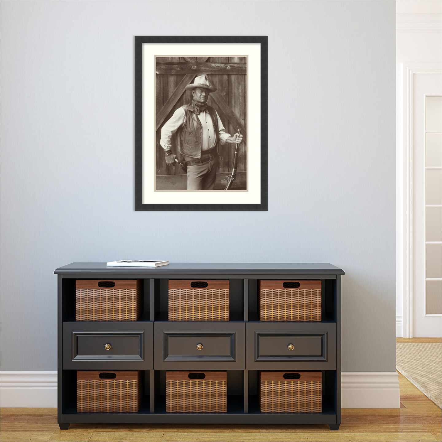 John Wayne by Bob Willoughby Wood Framed Wall Art Print