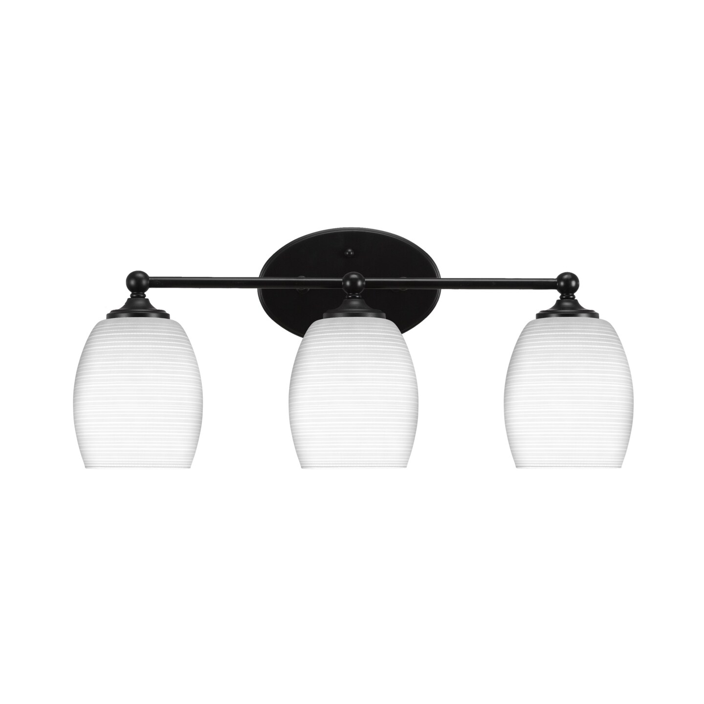 Capri 3 Light Bath Bar Shown In Matte Black Finish With 5" White Matrix Glass Lighting Michaels