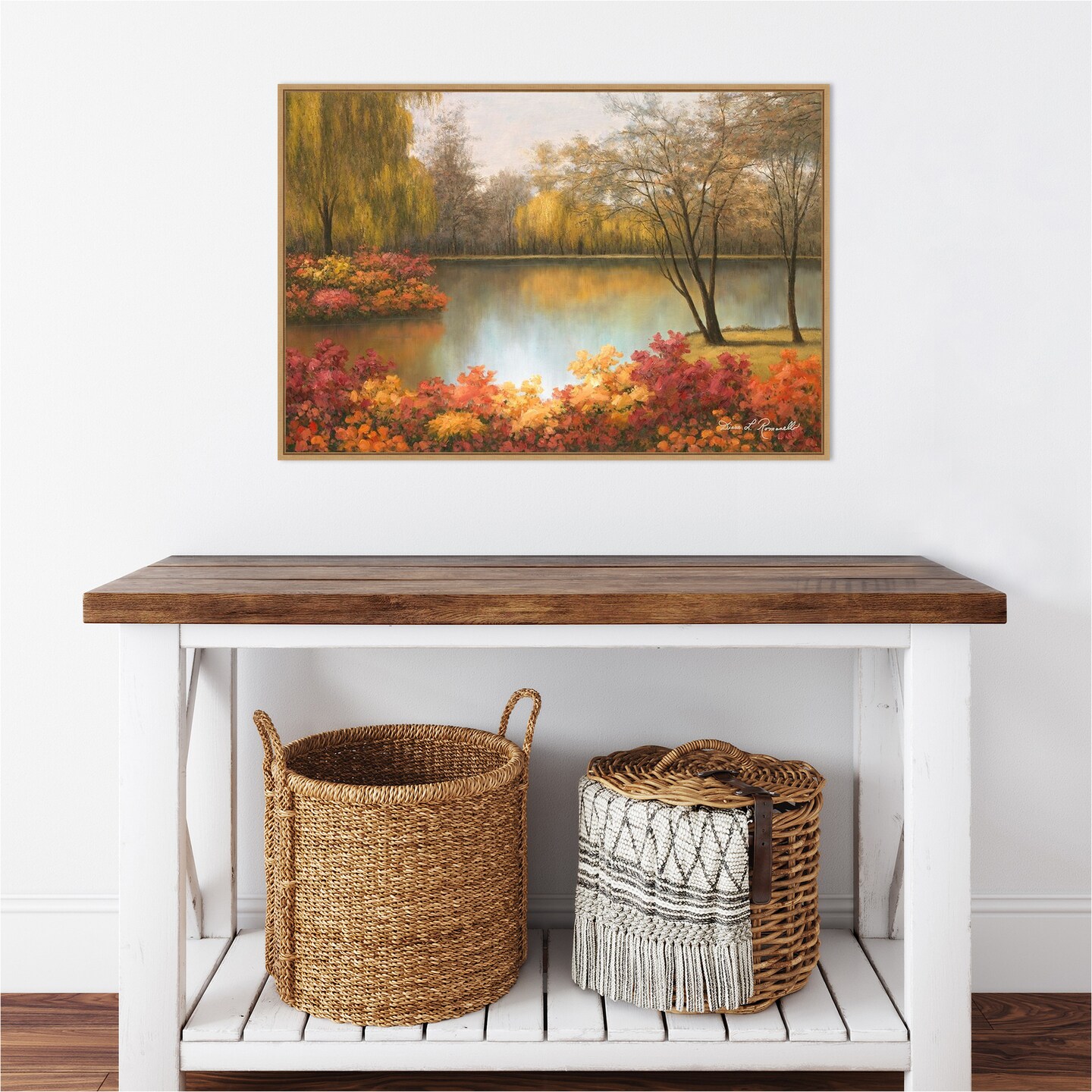 Autumn Palette by Diane Romanello 33-in. W x 23-in. H. Canvas Wall Art Print Framed in Natural
