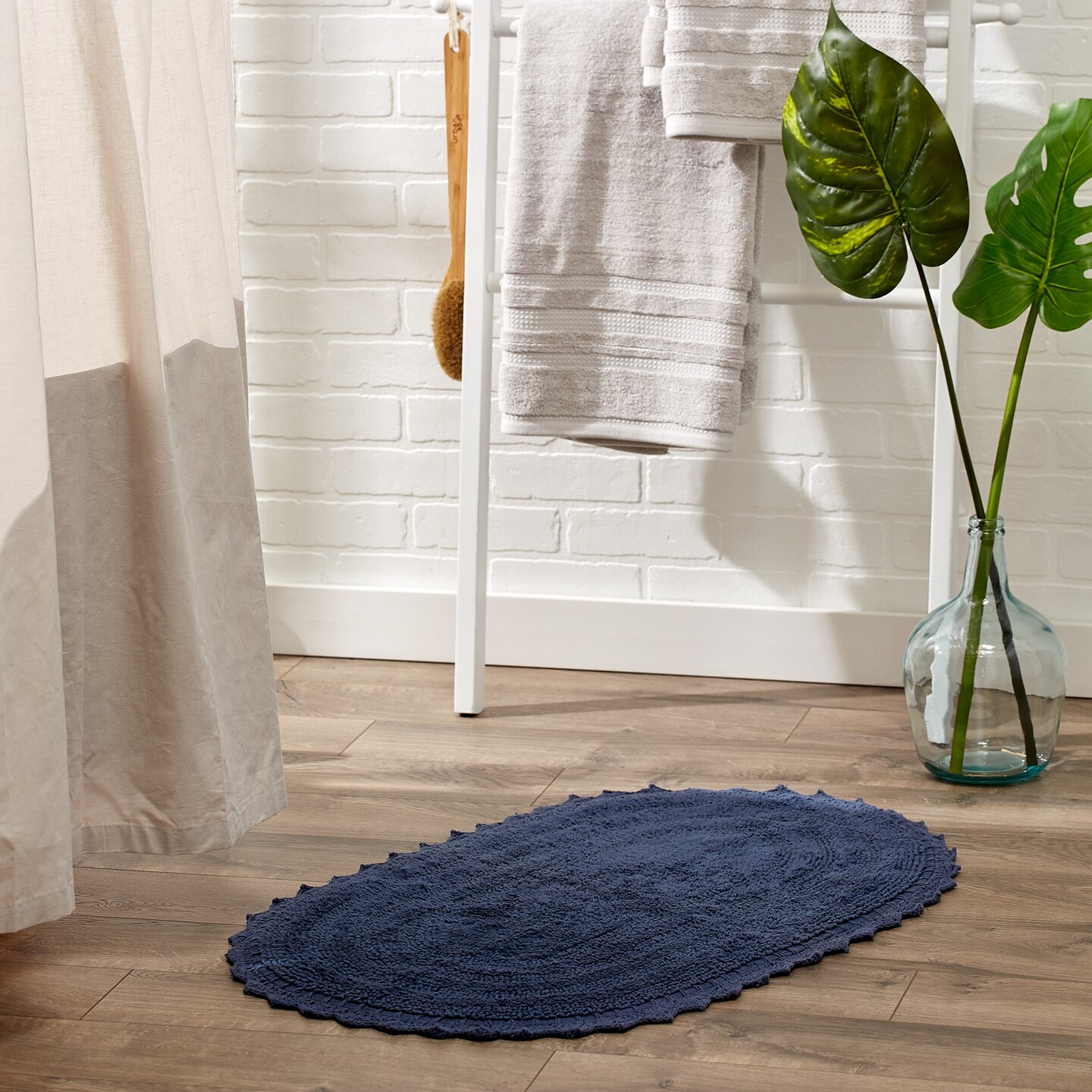 DII French Blue Small Oval Crochet Bath Mat Michaels