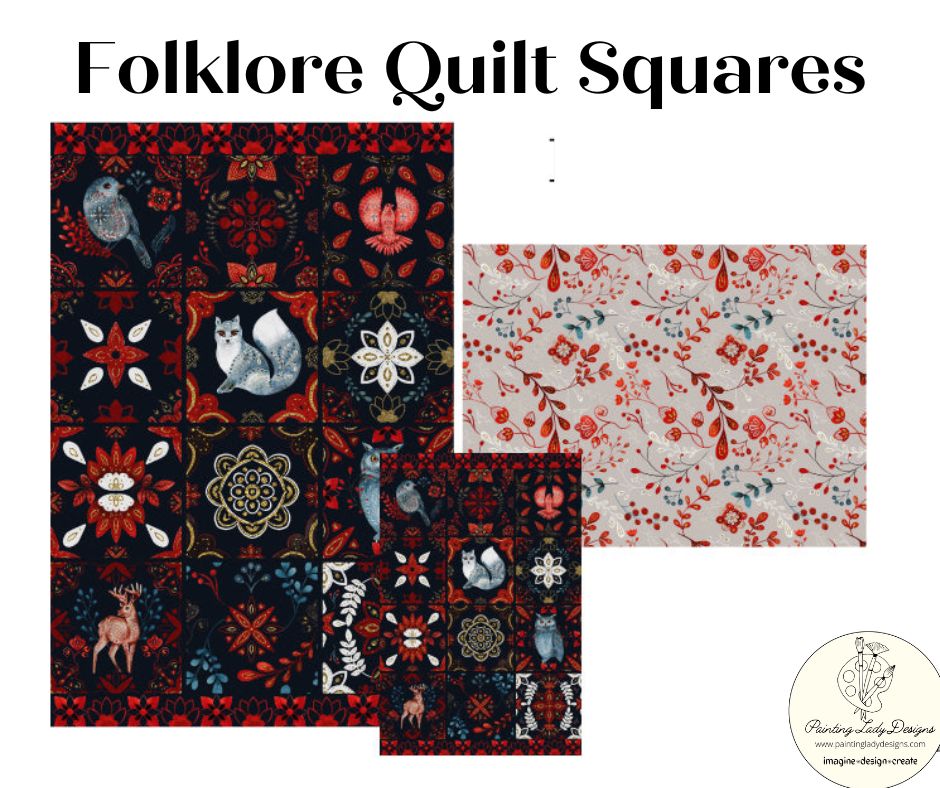 Folklore Quilt Squares Decoupage Mixed Media Art Papers 24x36 Paper