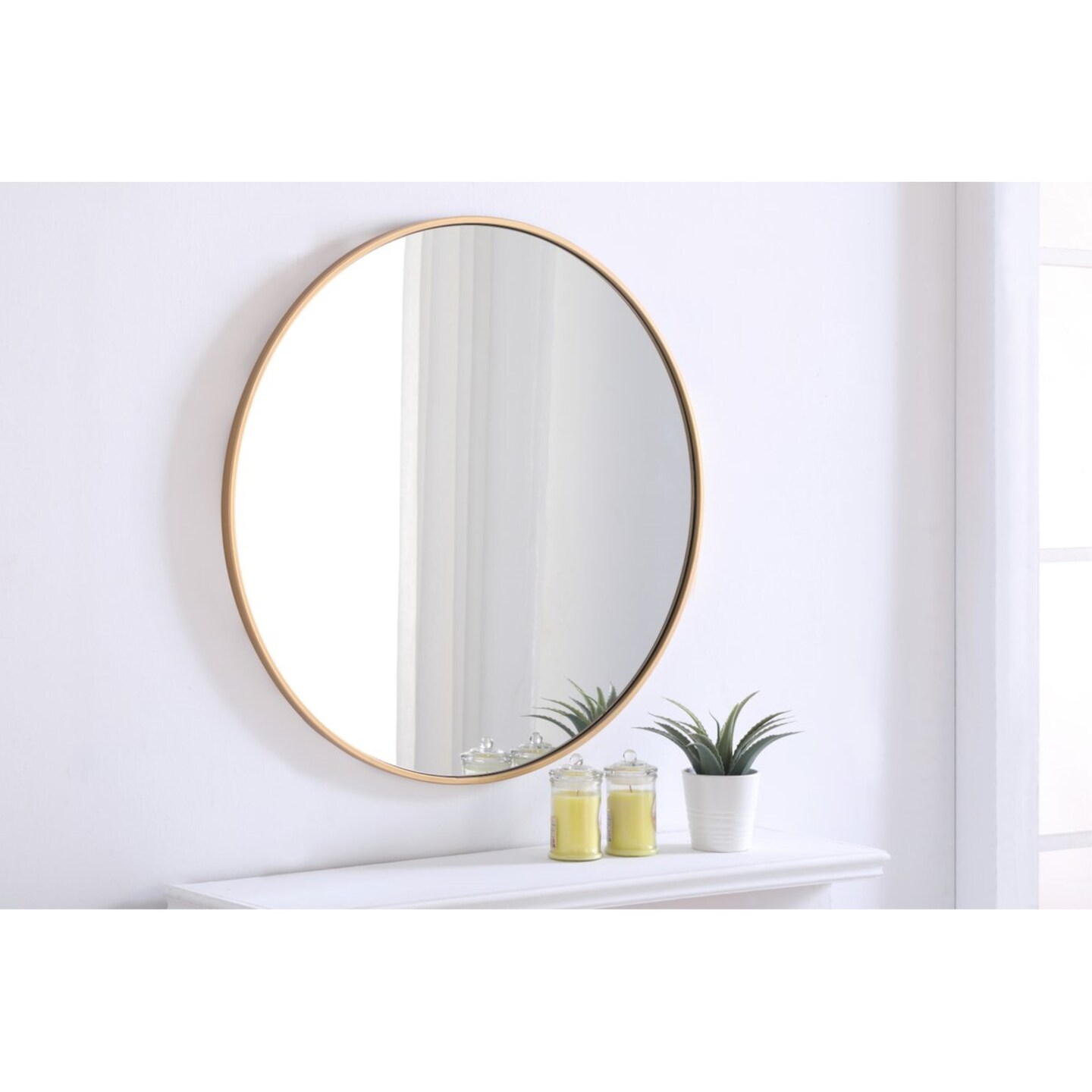 Metal frame Round Mirror 32 inch Brass finish | Mirrors | Michaels