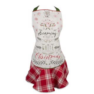 DII Grembiule Da Cucina In Cotone 100% Con Tasche – Tema Natale Legno – Regolabile Unisex – Lavabile