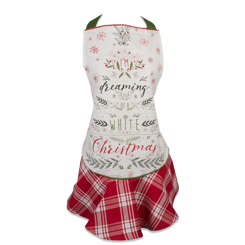 DII Grembiule Da Cucina In Cotone 100% Con Tasche – Tema Natale Legno – Regolabile Unisex – Lavabile