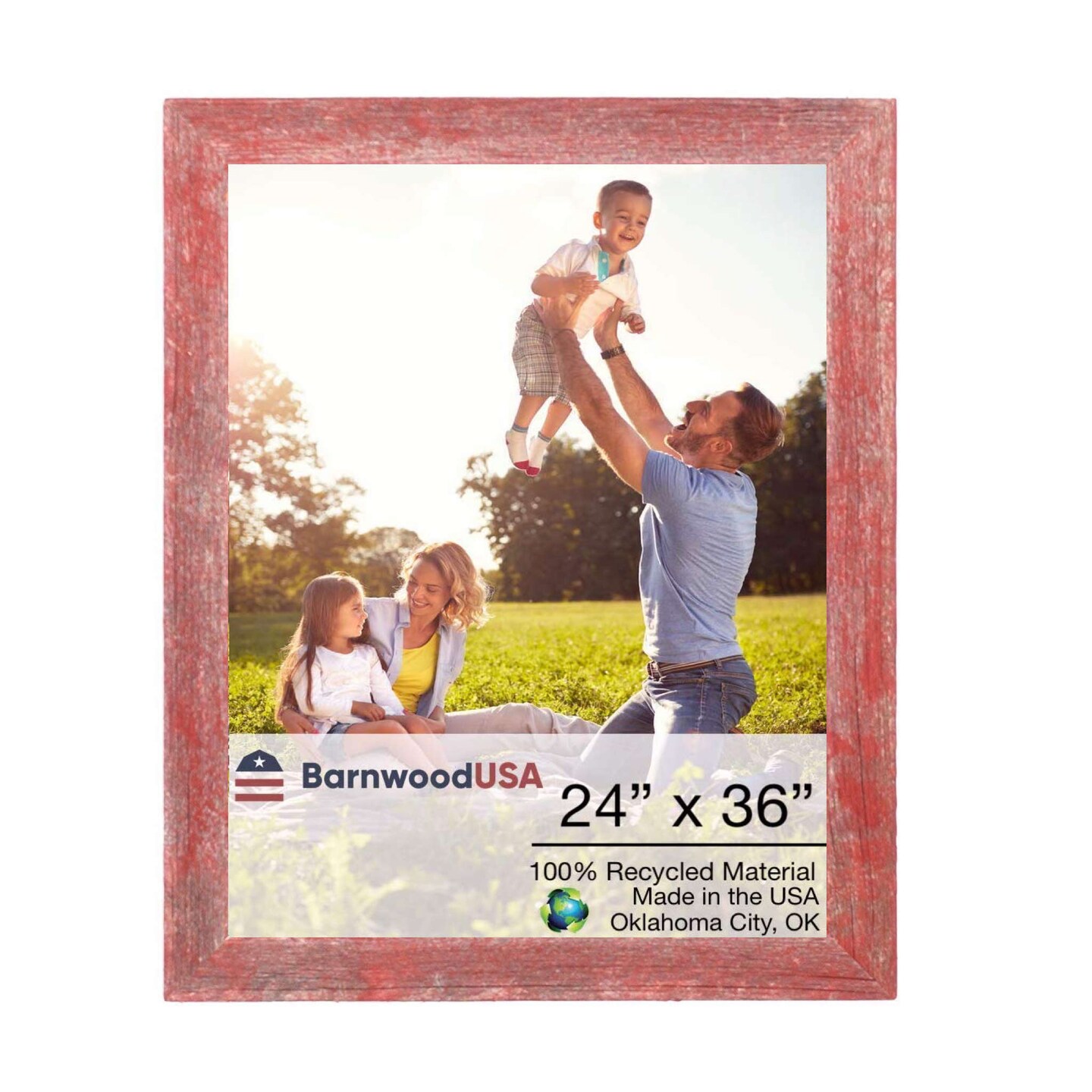 Rustic Farmhouse 24 in. x 36 in. Reclaimed Wood Picture Frame