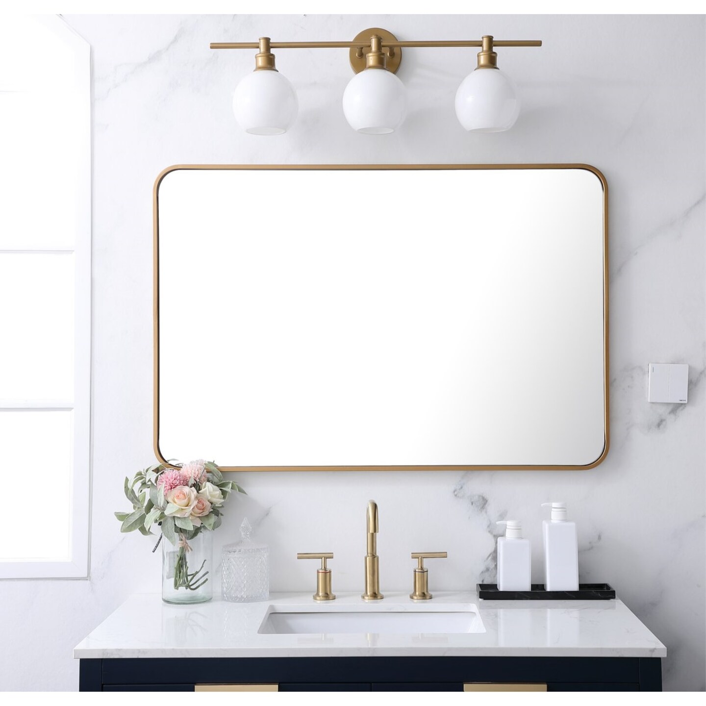 Soft corner metal rectangular mirror 27x40 inch in Brass | Mirrors ...