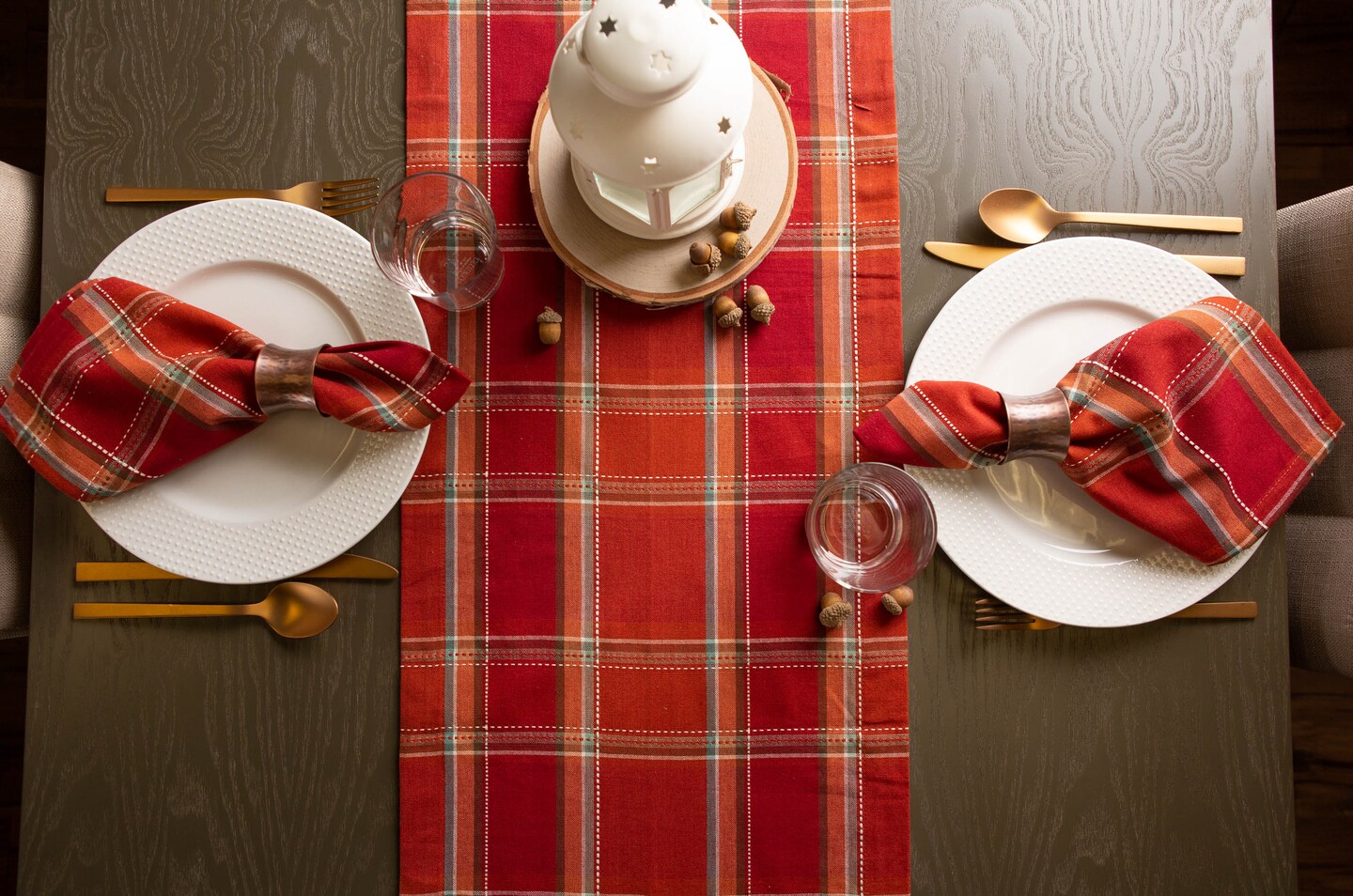 DII Autumn Spice Plaid Table Runner