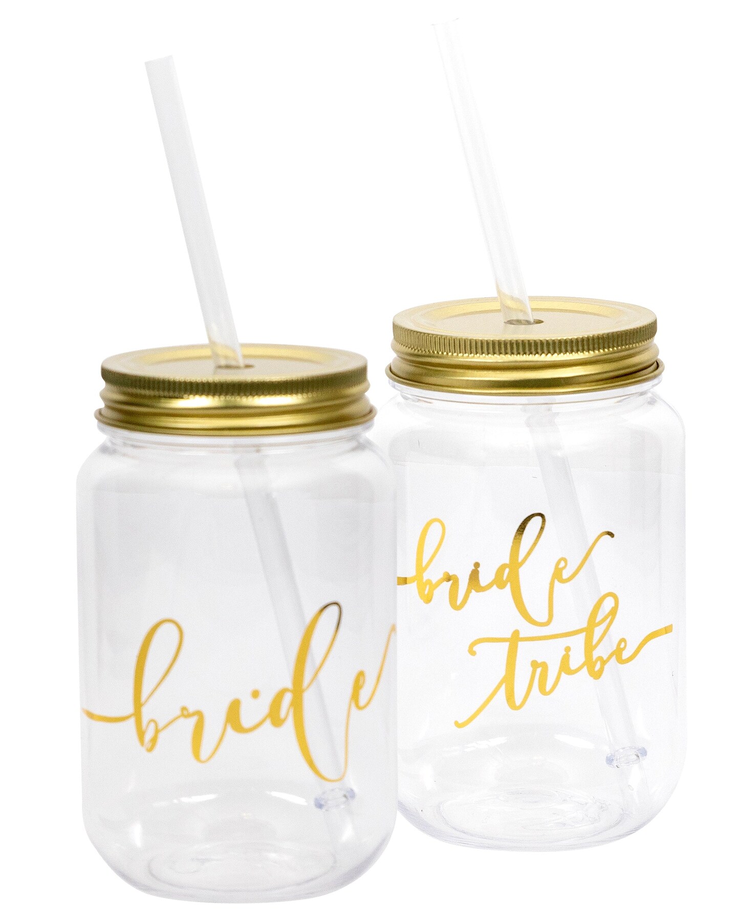 16 oz. Plastic Mason Jar with Gold Lid and Writing