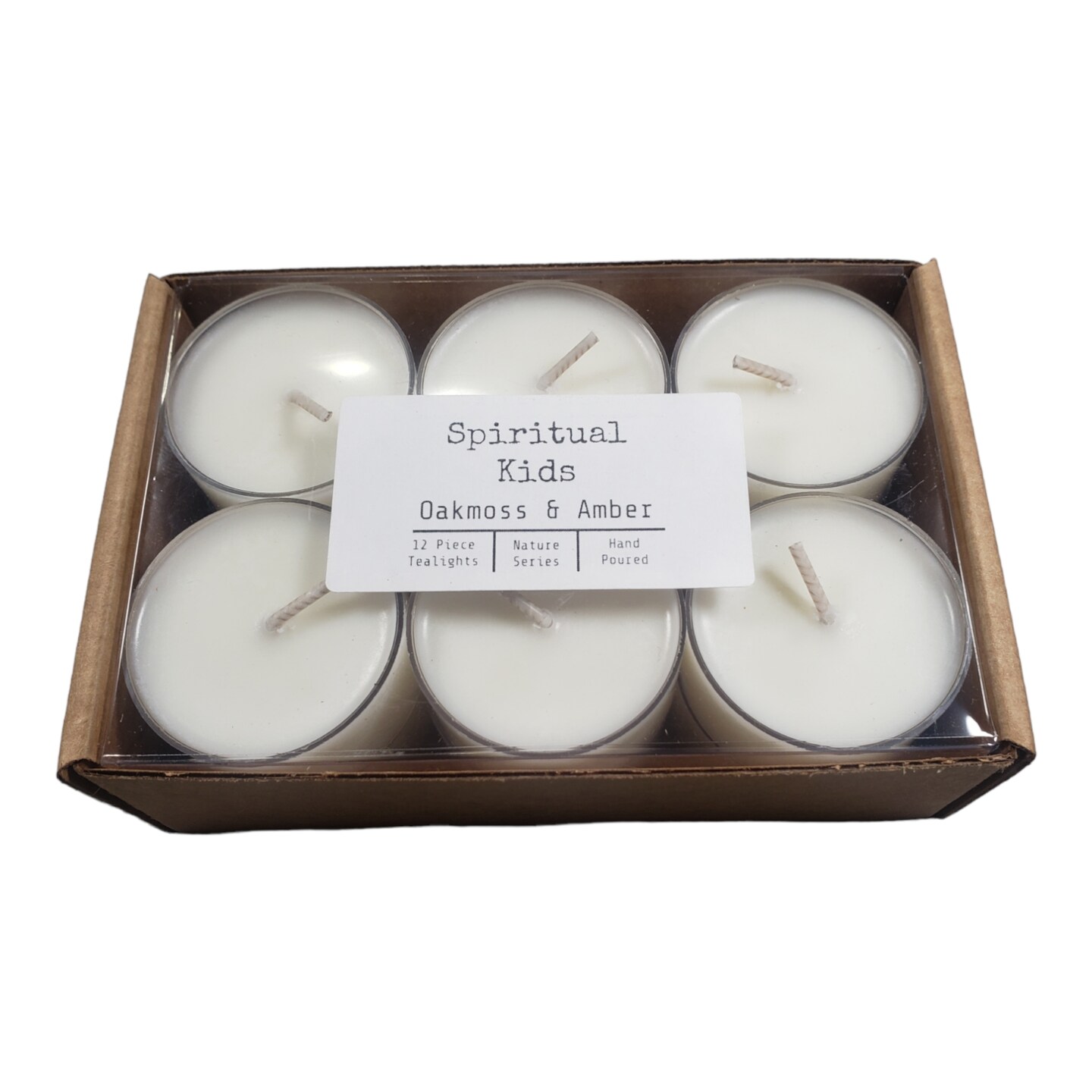 Oakmoss & Amber Natural Soy Wax Tealights 12 Count Hand Poured with Fragrant/Essential Oils