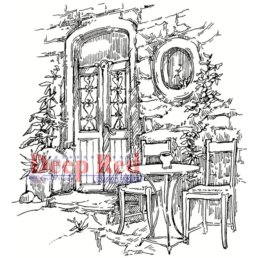 Deep Red Stamps Dining Alfresco Rubber Stamp 3 x 3.2  inches