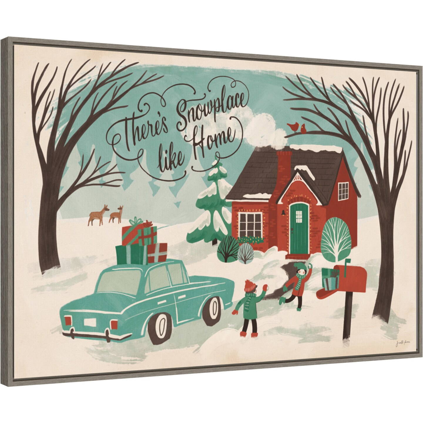 Winter Bliss I by Janelle Penner 33-in. W x 23-in. H. Canvas Wall Art Print Framed in Grey
