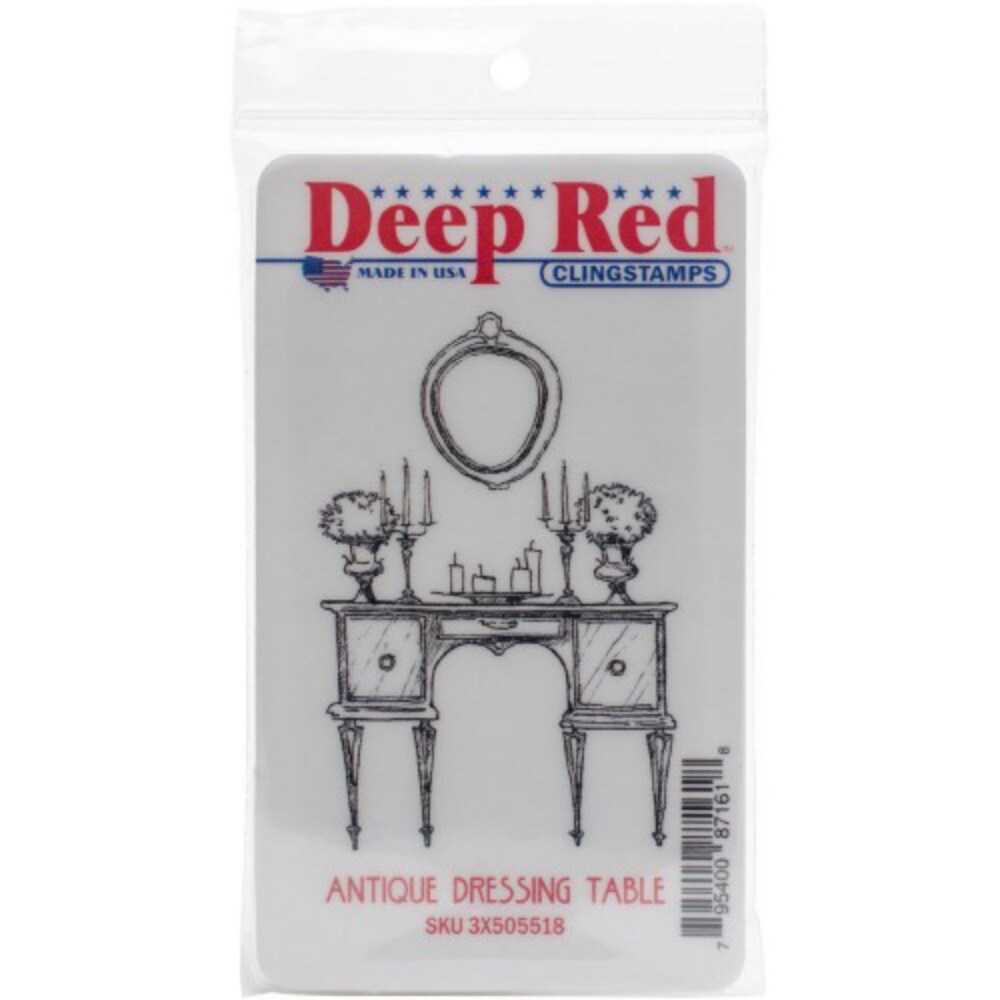Deep Red Stamps Antique Dressing Table Rubber Stamp 3 x 2 inches