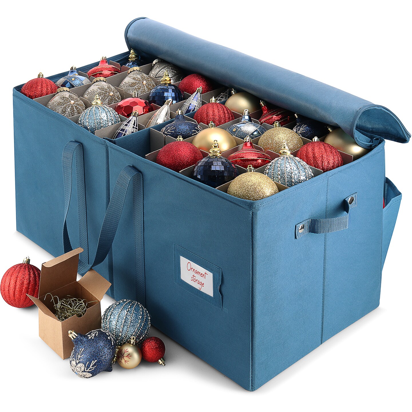 Hearth & Harbor Large Christmas Ornament Storage Box With Adjustable Dividers