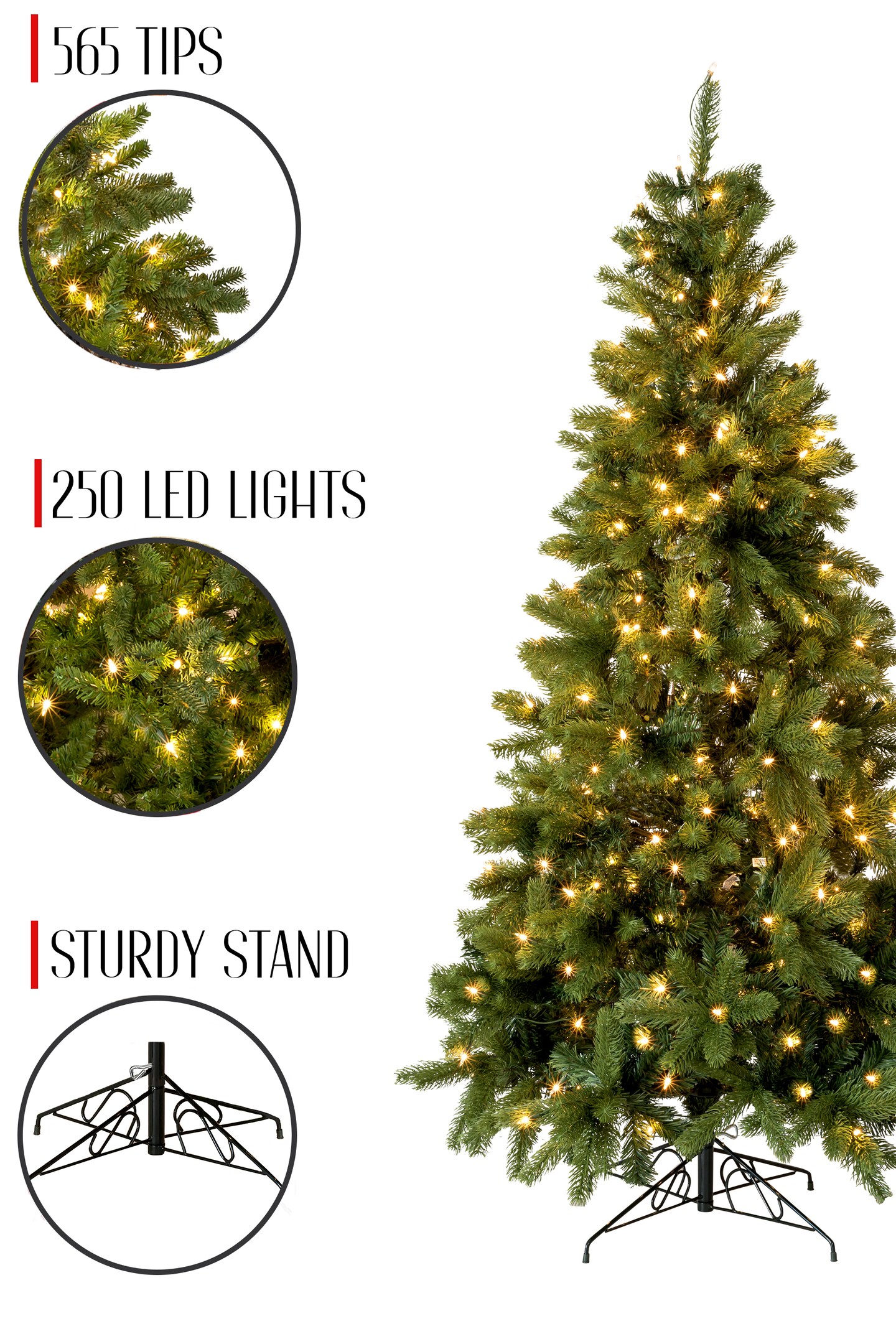 Perfect Holiday 6ft Pre-lit Nobel Fir Artificial Christmas Tree
