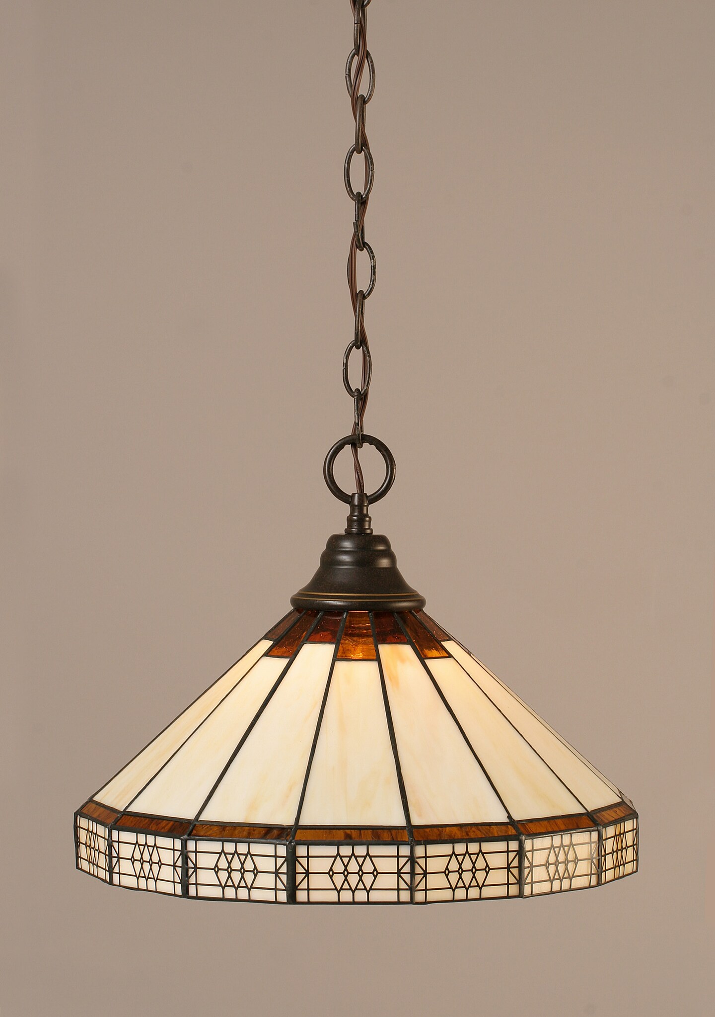 Chain Hung Pendant Shown In Dark Granite Finish With 15 Honey & Brown ...