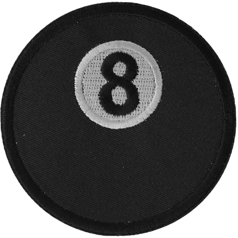 Patch, Embroidered Patch (Iron-On or Sew-On), 8 Ball, 3&#x22; Round