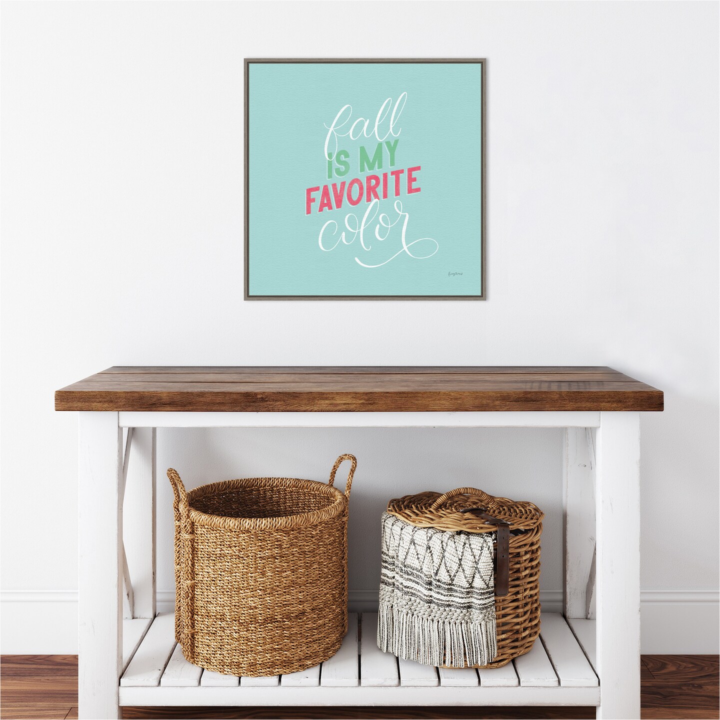 Autumn Sayings I by Becky Thorns 22-in. W x 22-in. H. Canvas Wall Art Print Framed in Grey