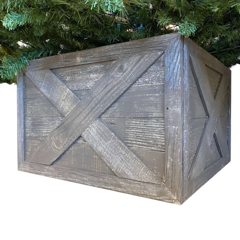 Rustic Farmhouse Large Deluxe 27" Reclaimed Wooden Christmas Tree Box Collar