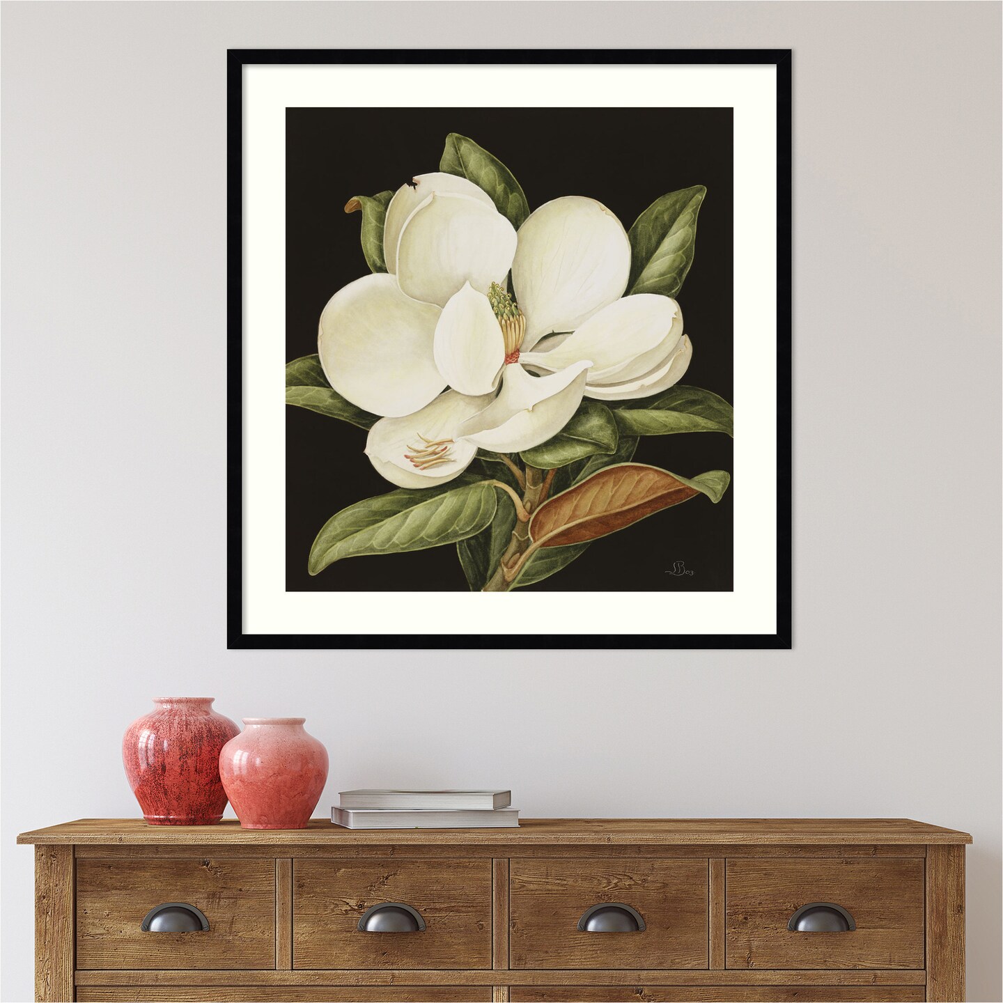 Magnolia Grandiflora 2003 by Jenny Barron Wood Framed Wall Art Print