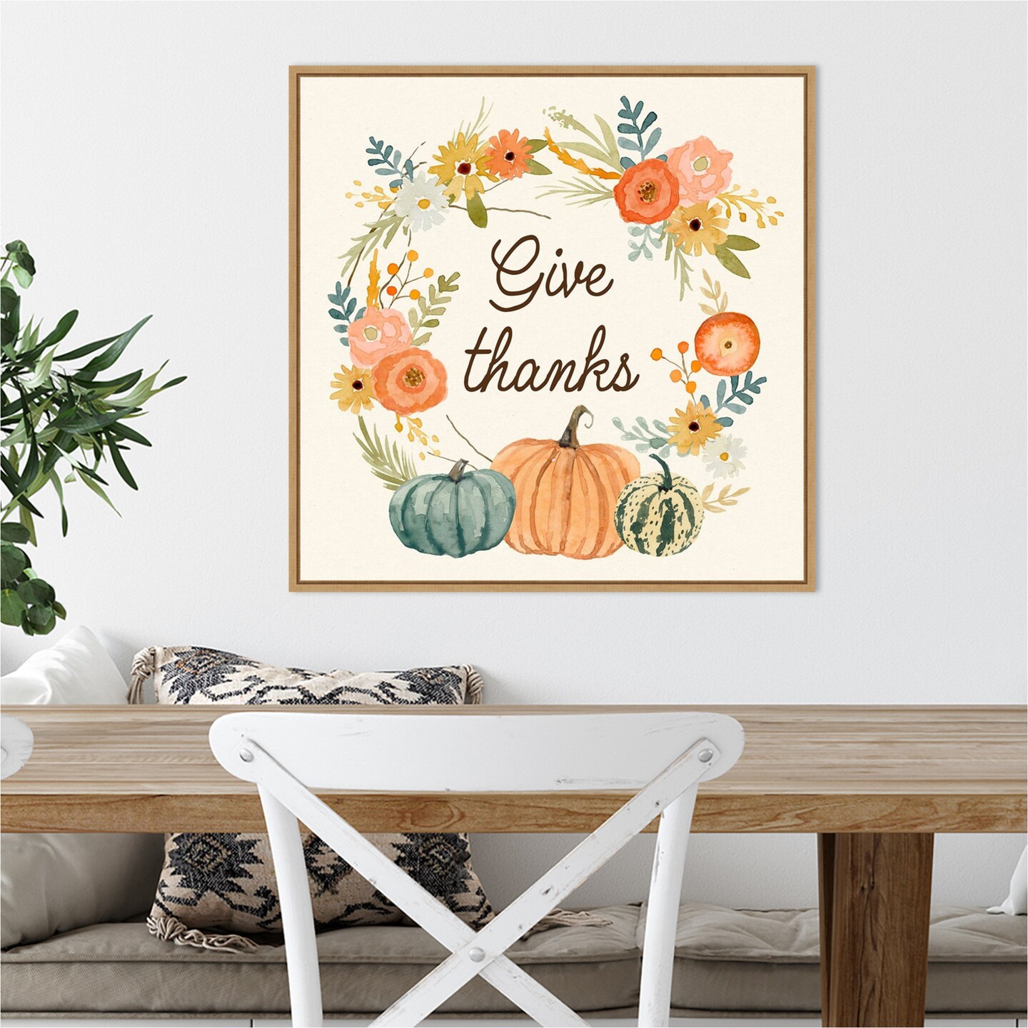 Harvest Home I by Victoria Barnes 22-in. W x 22-in. H. Canvas Wall Art Print Framed in Natural