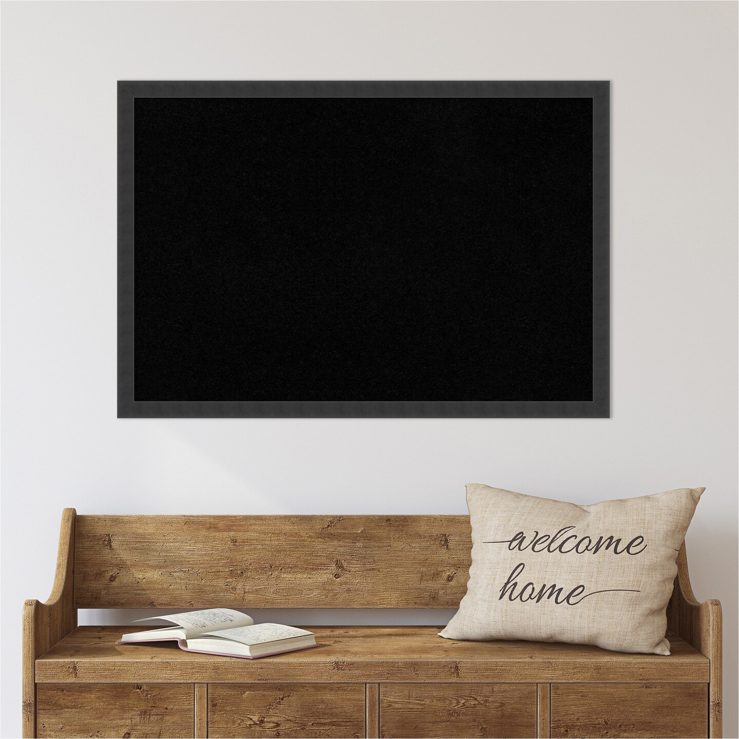 Cork Board, Mezzanotte Black Wood Frame - Bulletin Board, Organization Board, Pin Board