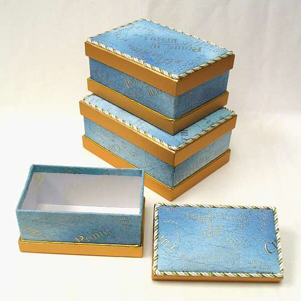Rectangular Cosmopolitan Box Blue 3 pc Set Gift Boxes Michaels